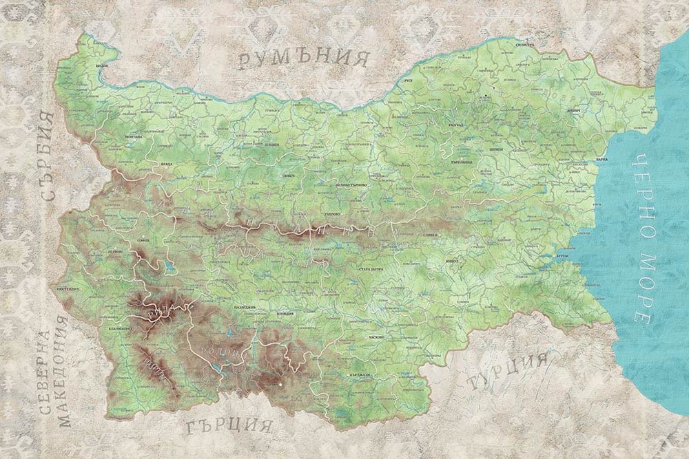 Фототапет Карта на България – Винтидж стил