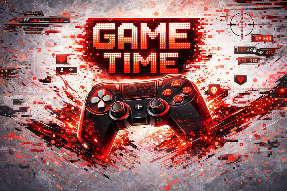 Фототапет геймърски дизайн Game Time