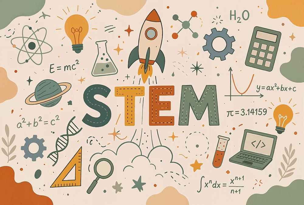 Детски фототапет STEM наука математика и технологии