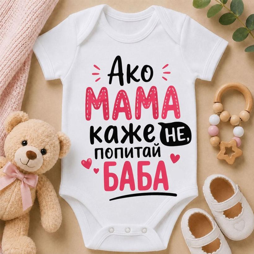 Разпродажба - Бебешко боди - Ако Мама каже НЕ,попитай БАБА 