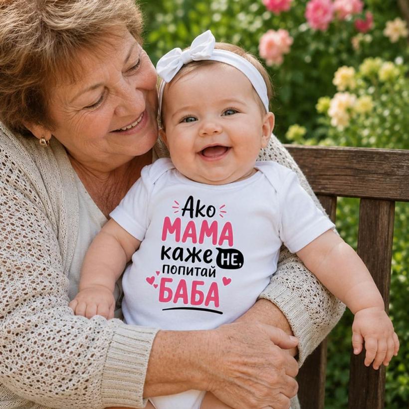 Разпродажба - Бебешко боди - Ако Мама каже НЕ,попитай БАБА 