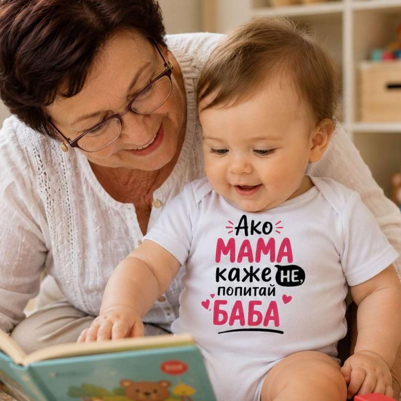 Разпродажба - Бебешко боди - Ако Мама каже НЕ,попитай БАБА 