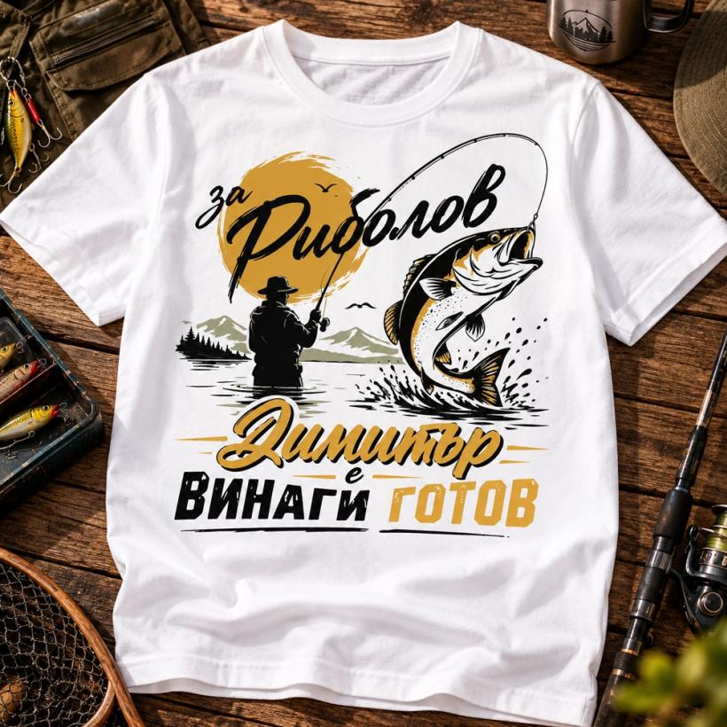 Мъжка тениска - За риболов Димитър е винаги готов