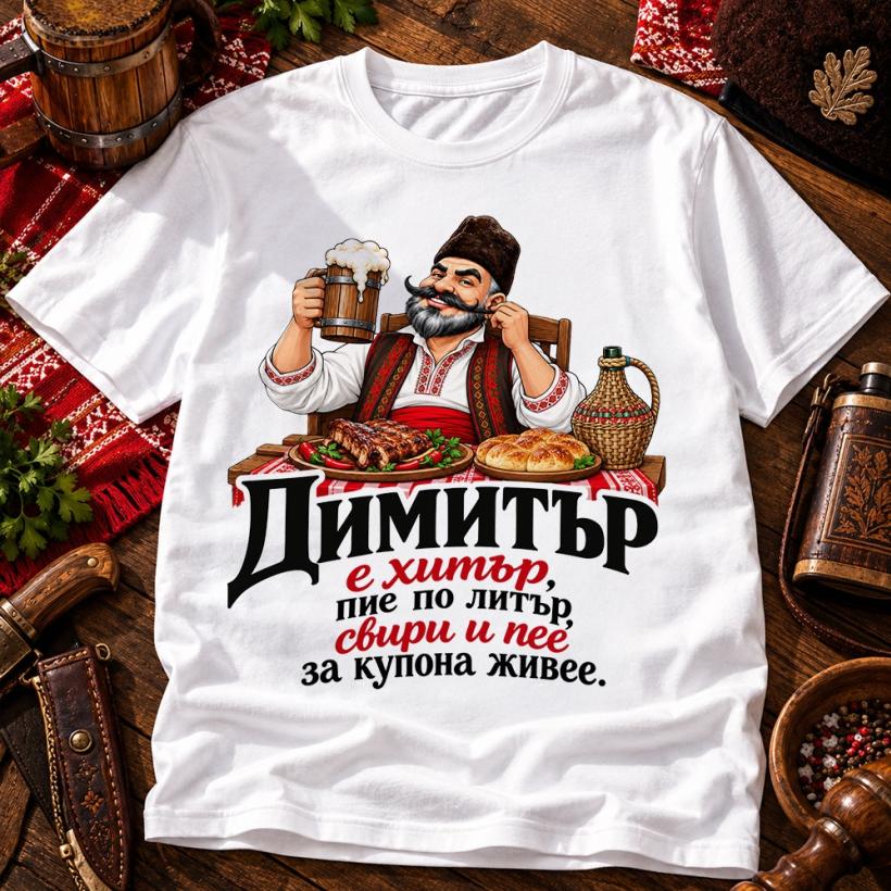 Мъжка тениска за Димитровден - Димитър е хитър... 