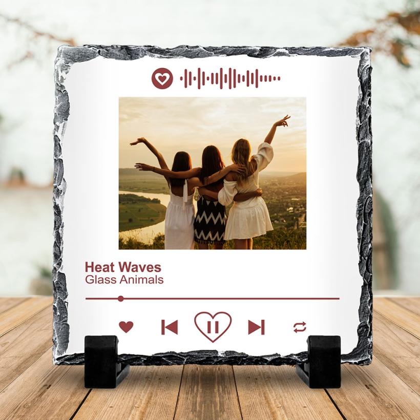Скална плоча със снимка и код на Spotify