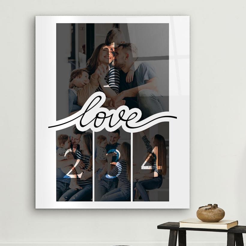 Стъклено пано със снимки - Love