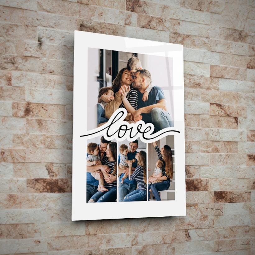 Стъклено пано със снимки - Love