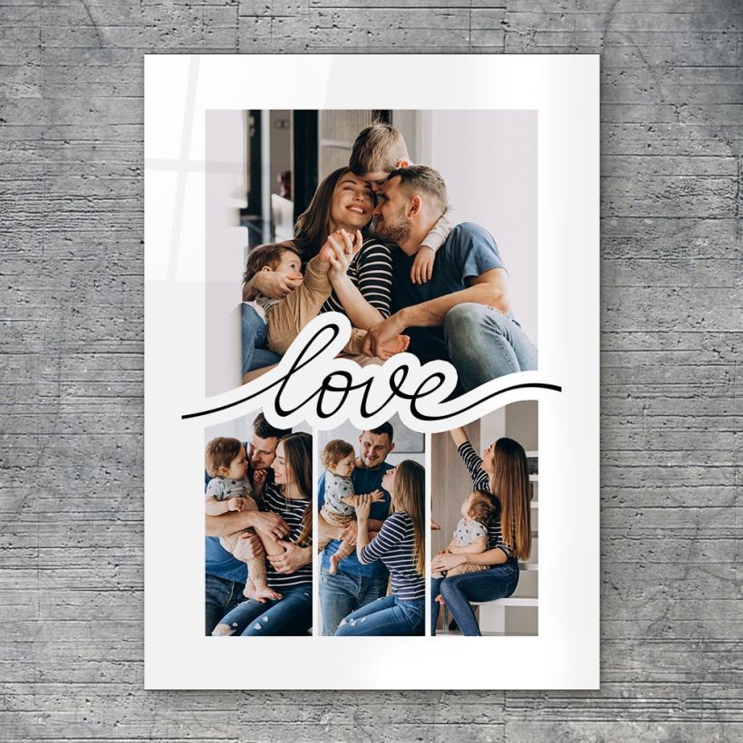 Стъклено пано със снимки - Love
