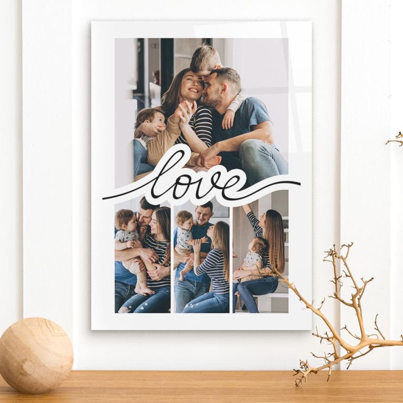 Стъклено пано със снимки - Love