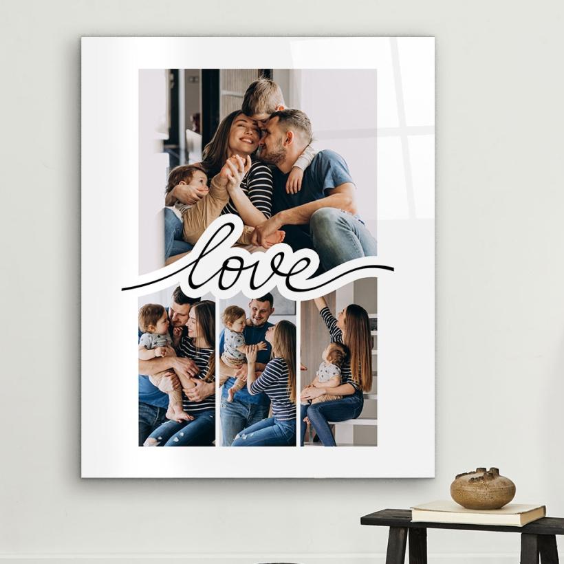 Стъклено пано със снимки - Love