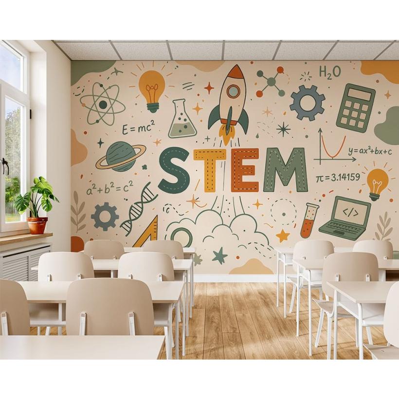 Детски фототапет STEM наука математика и технологии