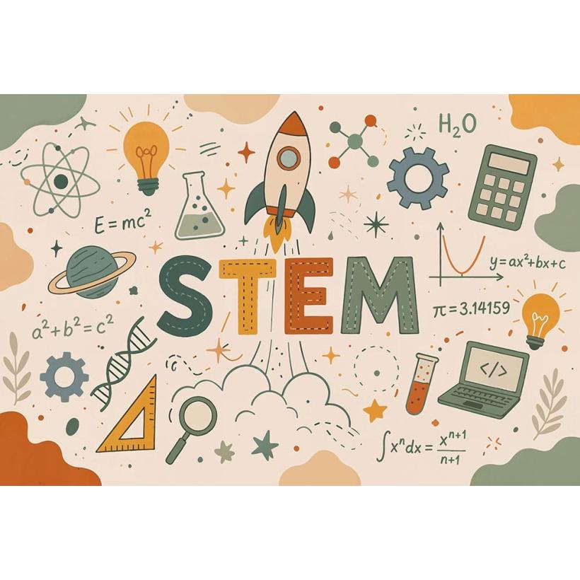 Детски фототапет STEM наука математика и технологии