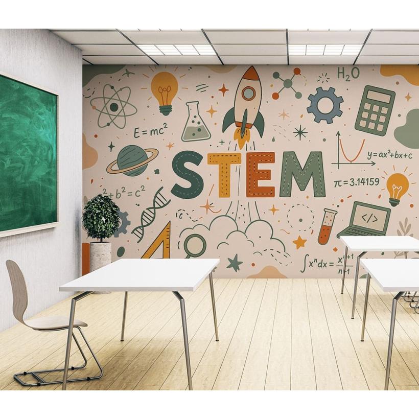 Детски фототапет STEM наука математика и технологии