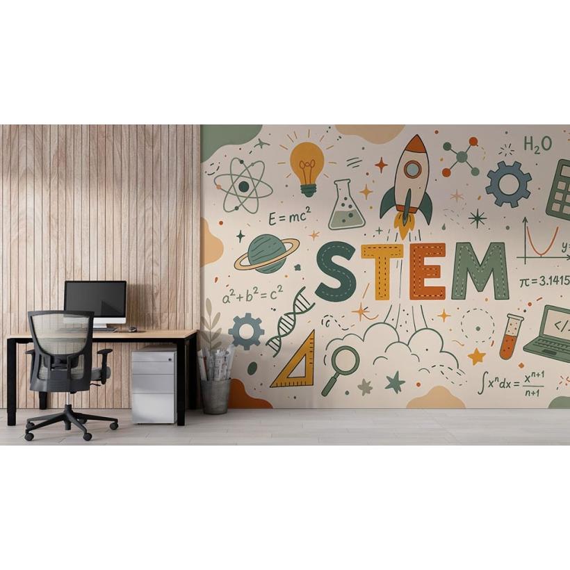 Детски фототапет STEM наука математика и технологии