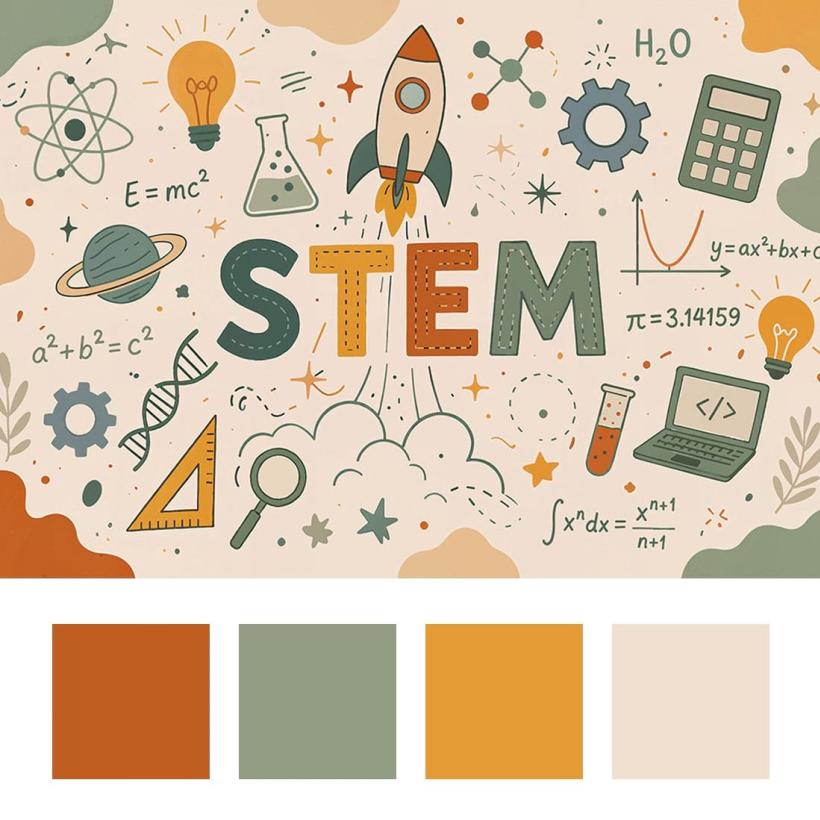 Детски фототапет STEM наука математика и технологии