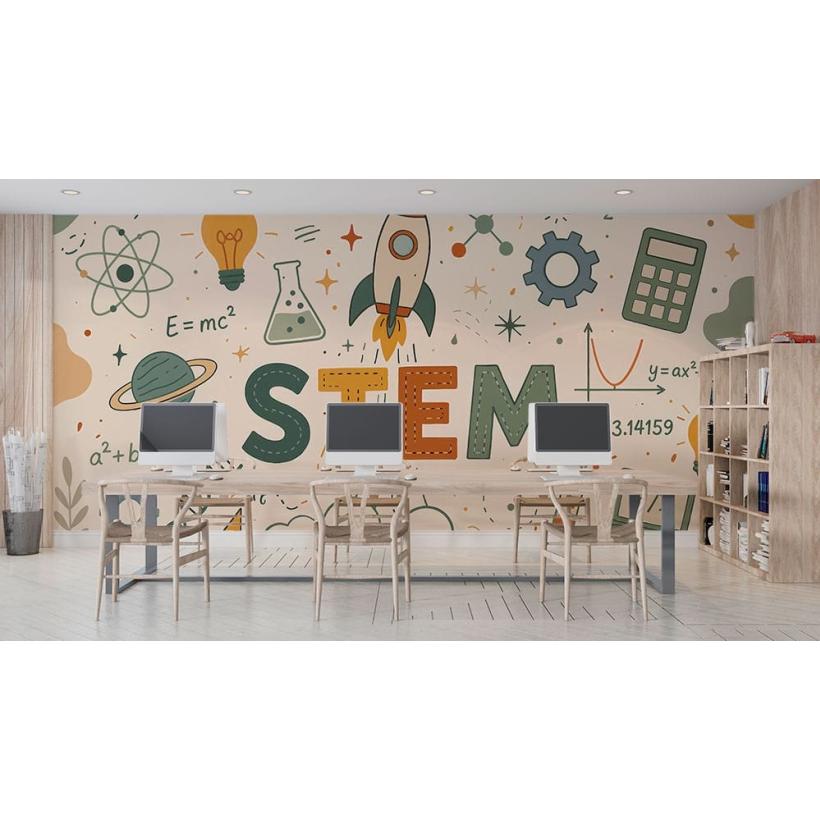 Детски фототапет STEM наука математика и технологии