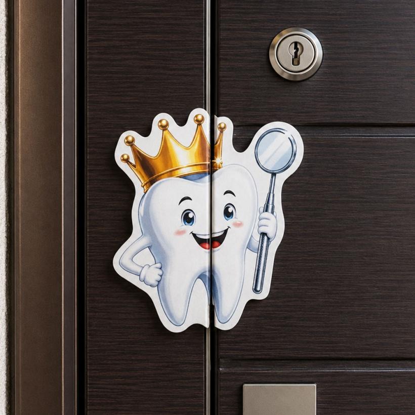 Pop-up визитка за стоматолог и дентална клиника с дизайн на зъбче