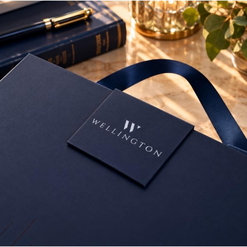 Комплект бележник А5 с химикалка Wellington Oxford, син