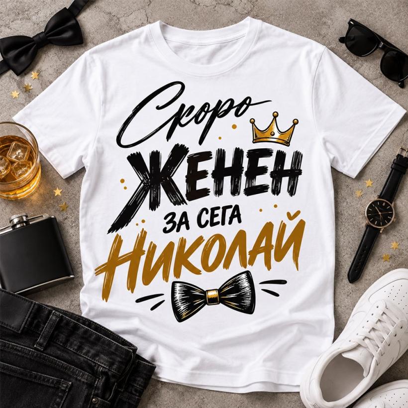 Мъжка тениска Скоро женен, засега...
