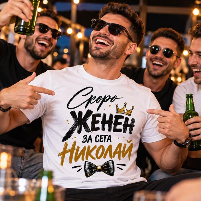 Мъжка тениска Скоро женен, засега...