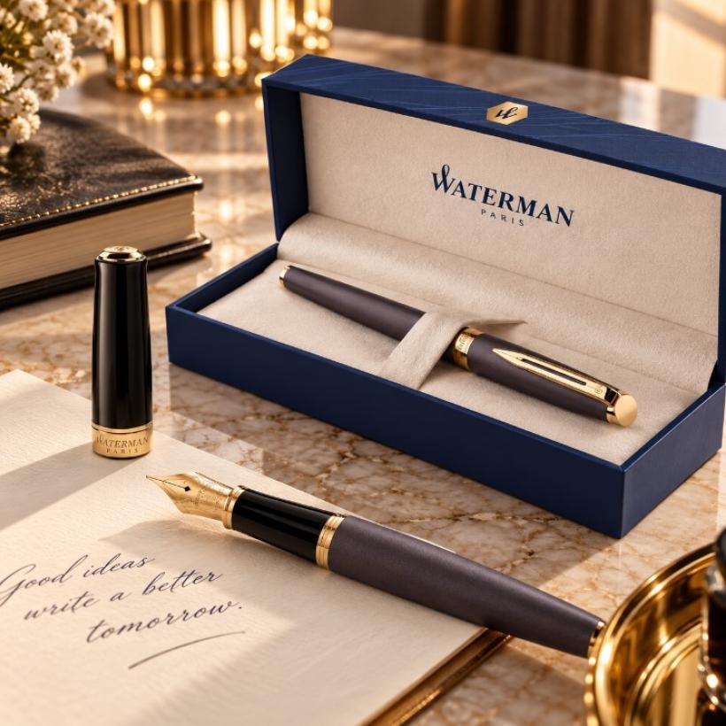 Писалка Waterman Hémisphère Understated Lava Black със златисти акценти