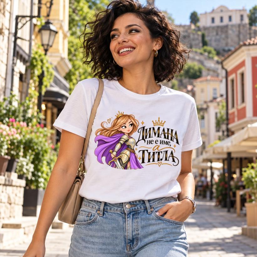 Дамска тениска ДИМАНА не е име, а ТИТЛА