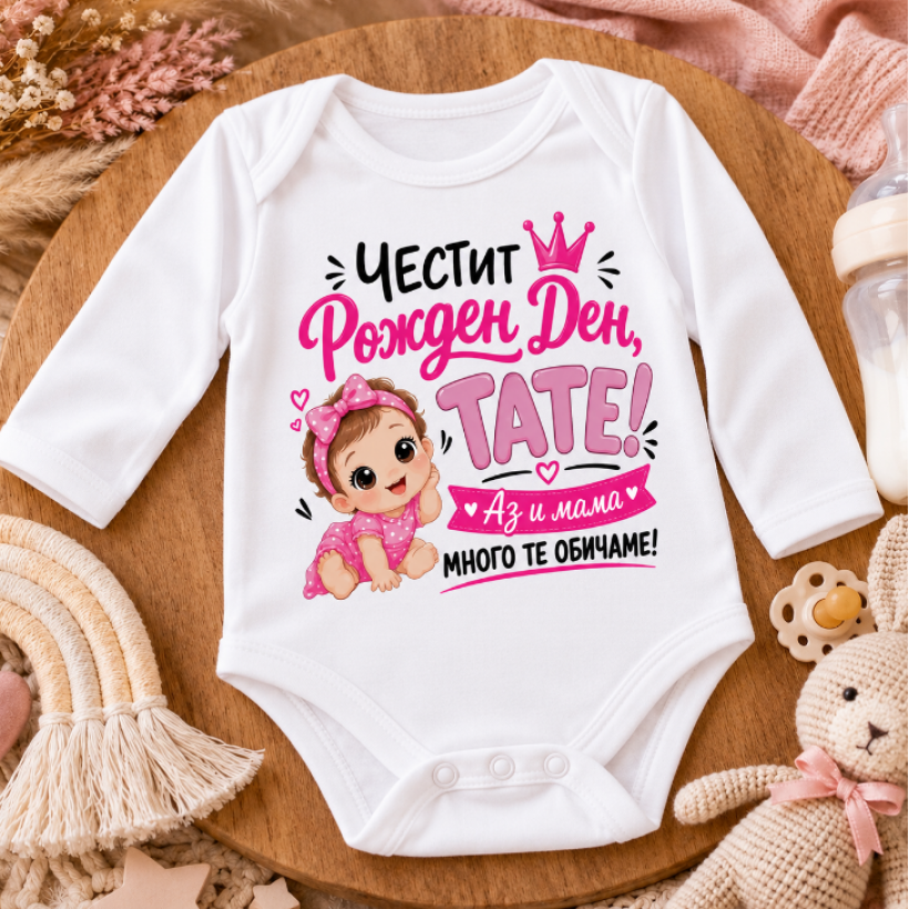 Разпродажба - Бебешко боди - Честит Рожден Ден, Тате! 