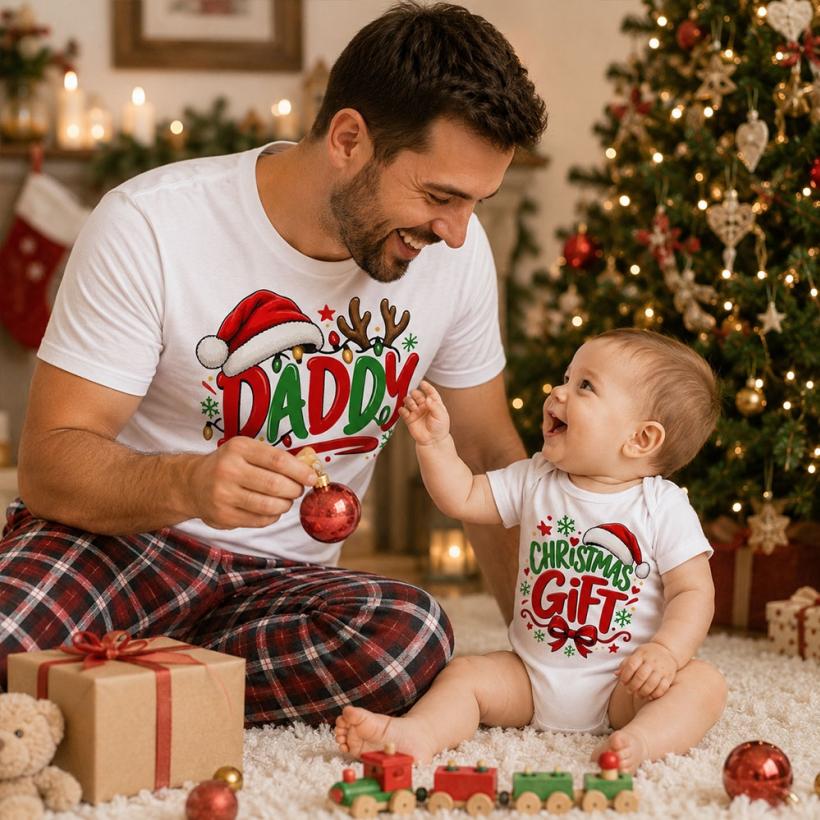 Комплект Тениска + Боди - Daddy and chrismas gift