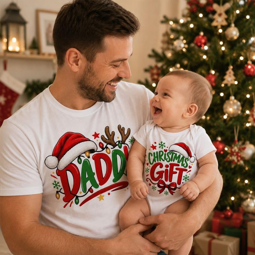 Комплект Тениска + Боди - Daddy and chrismas gift