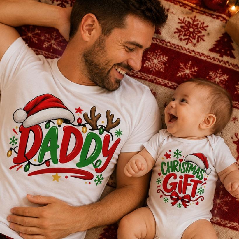 Комплект Тениска + Боди - Daddy and chrismas gift