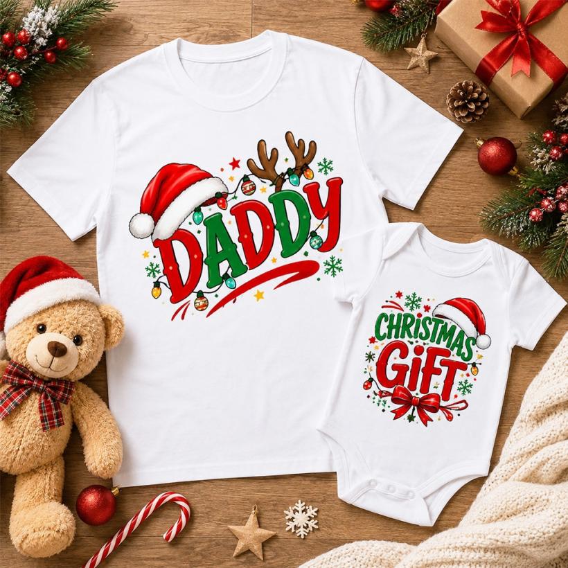 Комплект Тениска + Боди - Daddy and chrismas gift