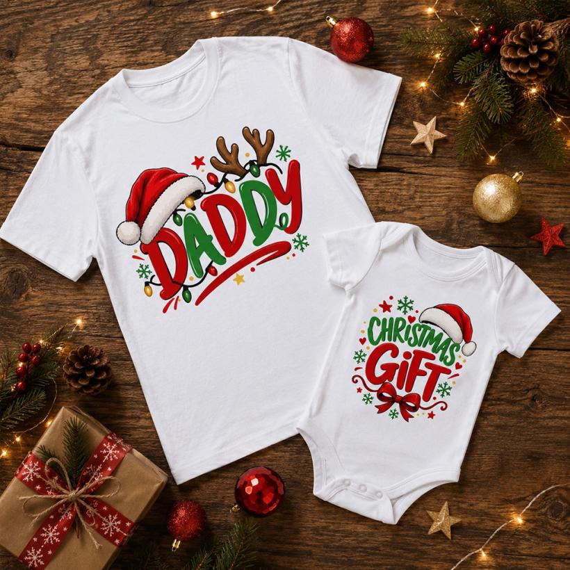 Комплект Тениска + Боди - Daddy and chrismas gift