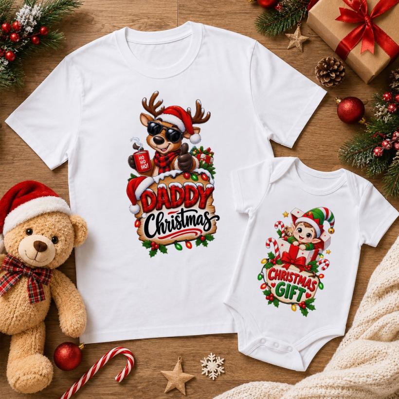 Комплект Тениска + Боди - Daddy and chrismas gift 2