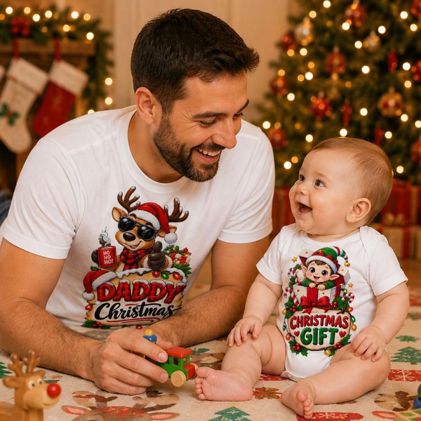 Комплект Тениска + Боди - Daddy and chrismas gift 2