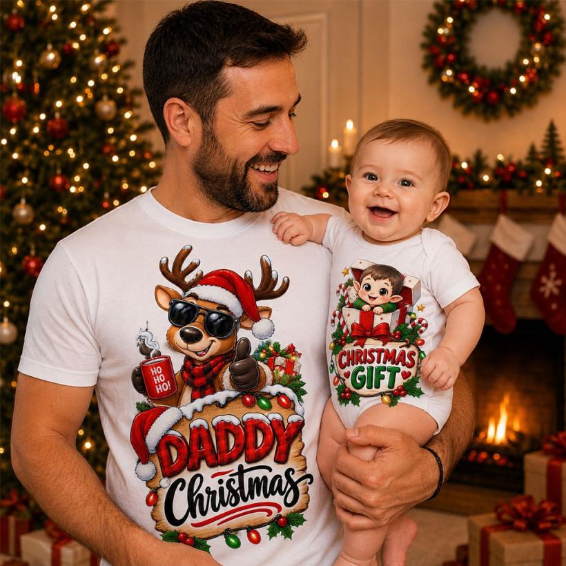 Комплект Тениска + Боди - Daddy and chrismas gift 2
