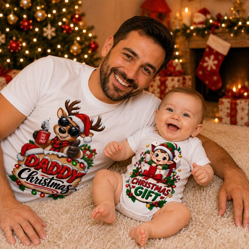Комплект Тениска + Боди - Daddy and chrismas gift 2