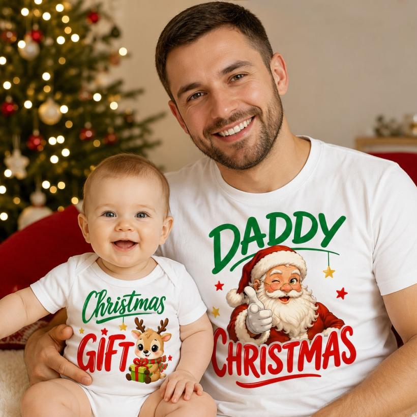 Комплект Тениска + Боди - Daddy and chrismas gift 3