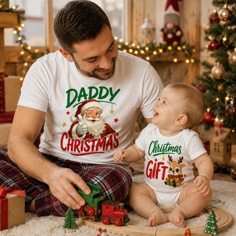 Комплект Тениска + Боди - Daddy and chrismas gift 3