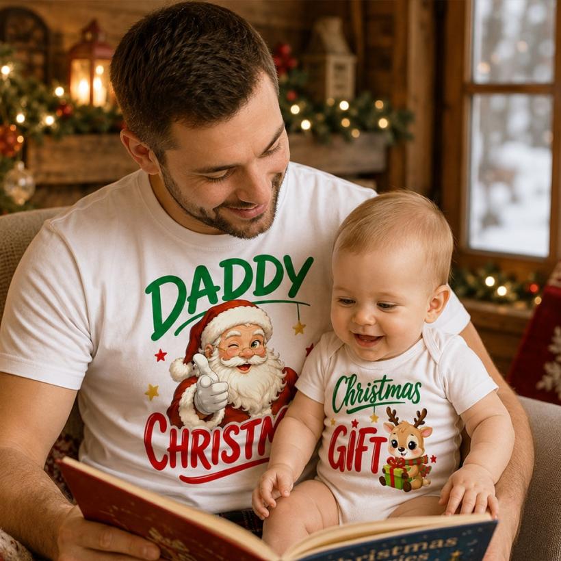 Комплект Тениска + Боди - Daddy and chrismas gift 3