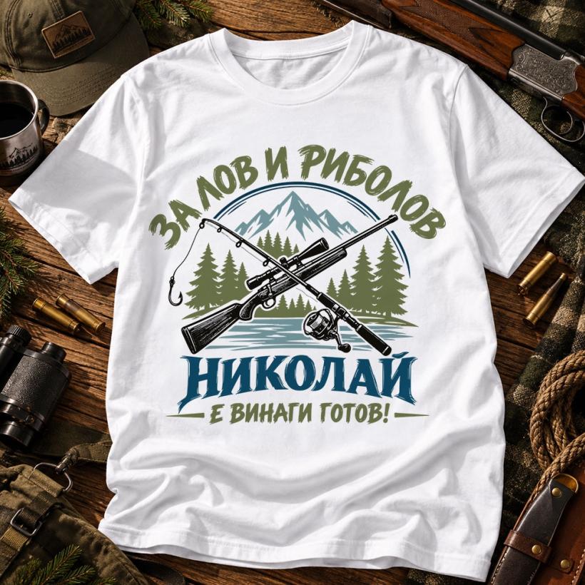 Тениска - За лов и Риболов ИМЕ е винаги готов
