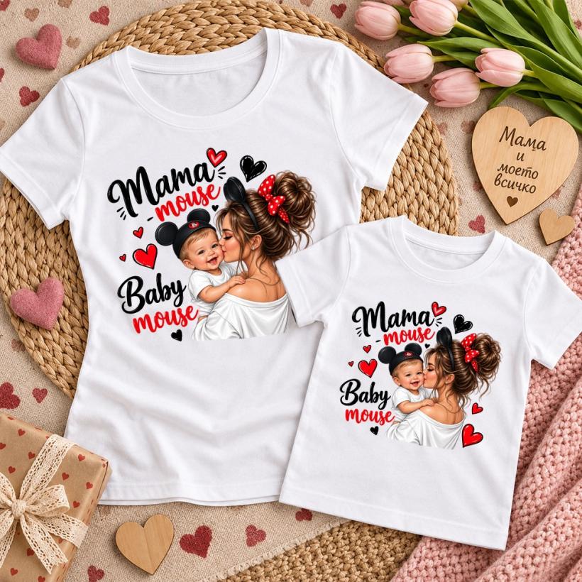 Комплект тениски - Baby and Mama mouse