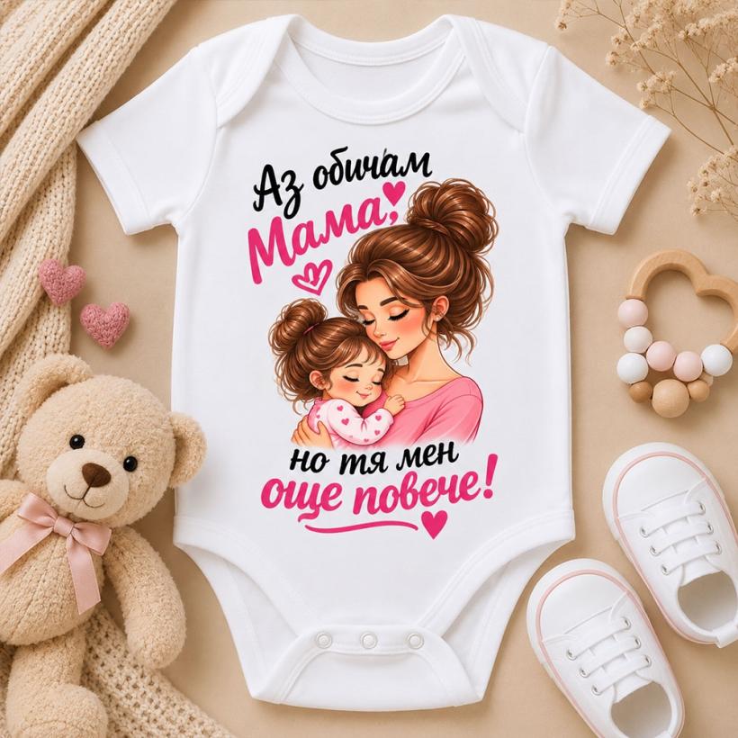 Детска тениска или боди - Аз обичам мама
