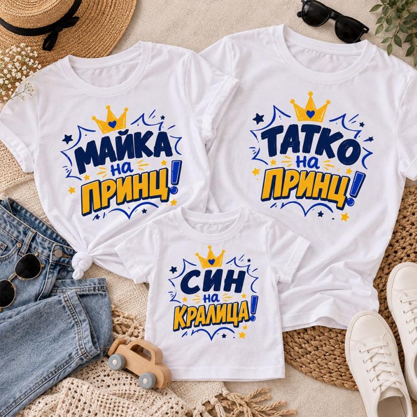 Комплект Тениски с боди - Татко, майка, син